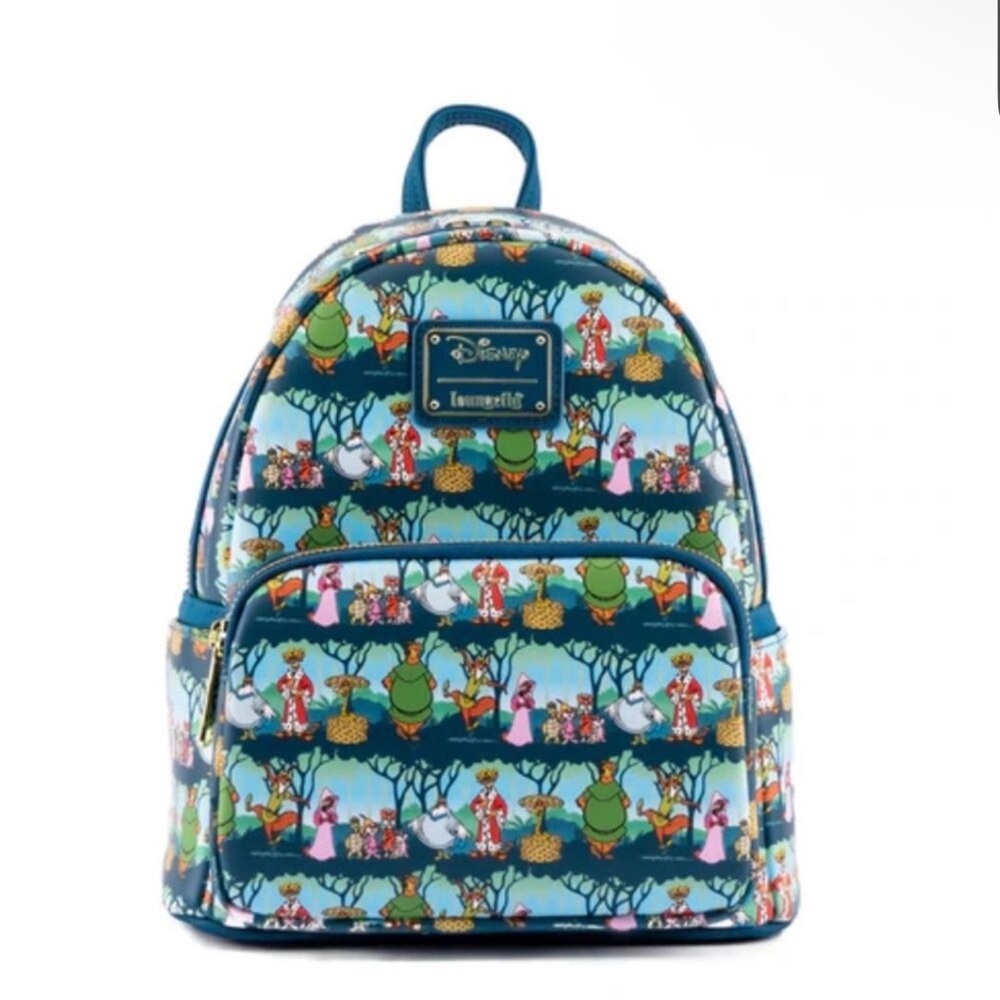 Loungefly Disney Robin Hood Backpack - Blue and Green print